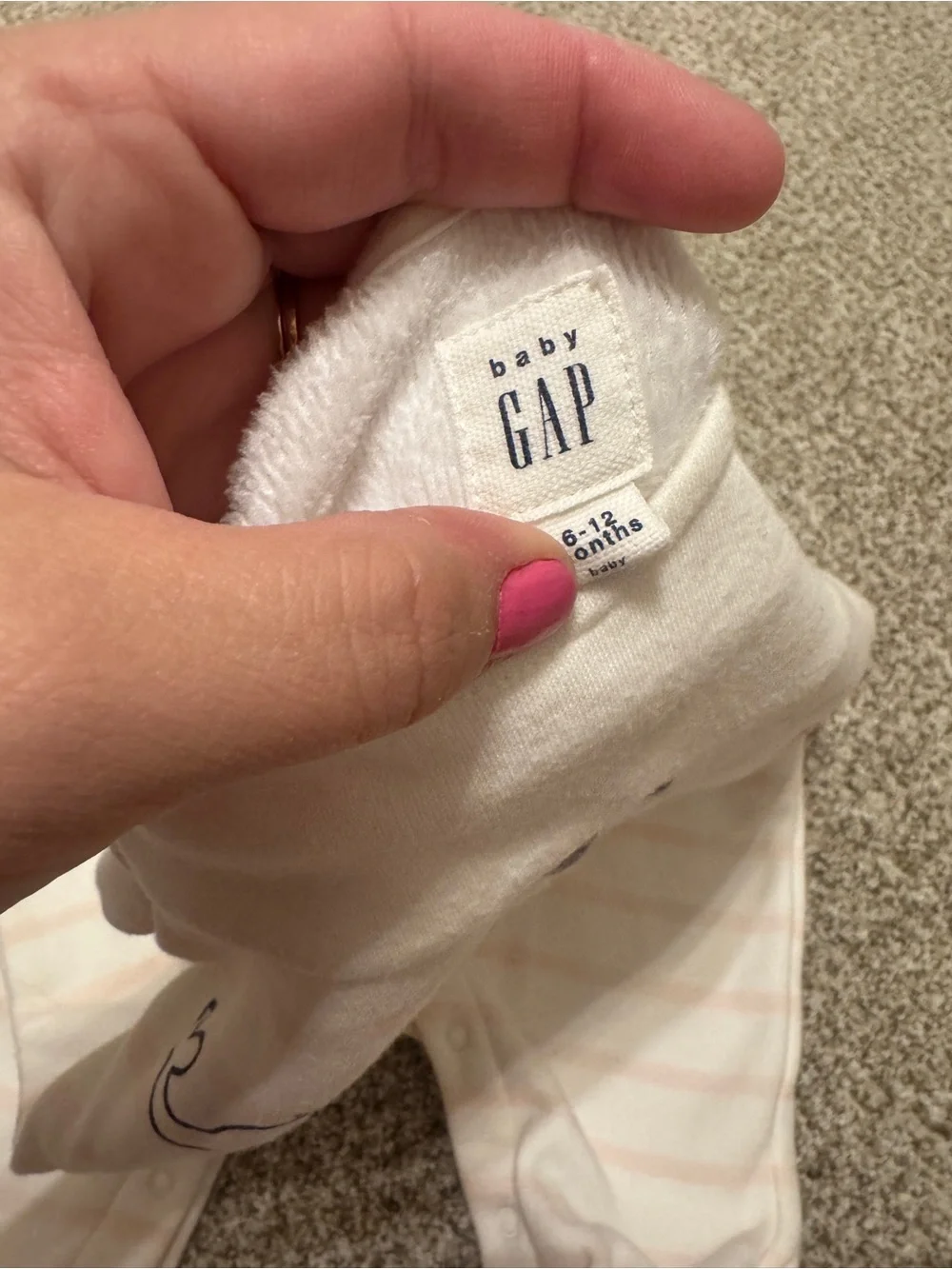 GAP Pink & Navy Whale Stripe Baby One-Piece